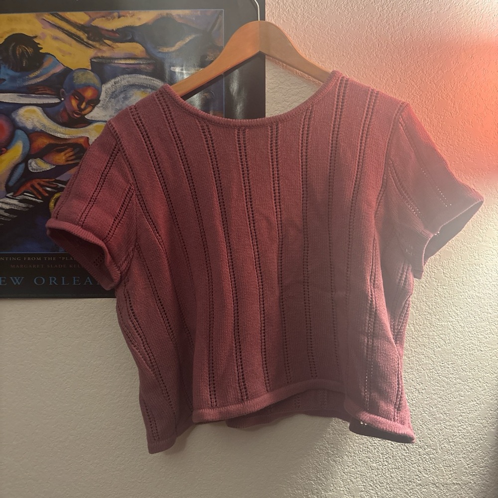 La Hearts Mauve Short Sleeve Knit Top